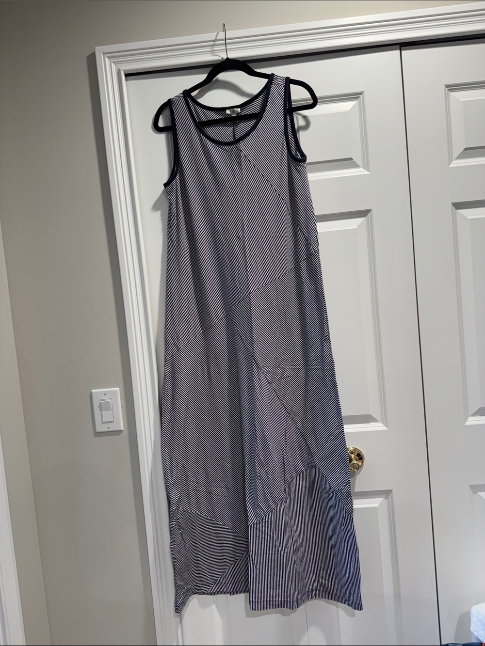Talbots Navy and White Striped Sleeveless Maxi Dress